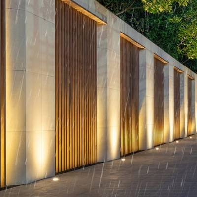 Outdoor Architectural In-Ground Lighting use for screen wall