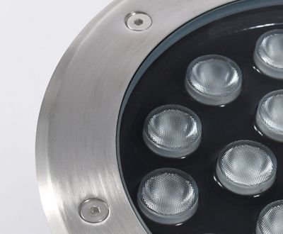 Stainless Steel Trim of Outdoor Architectural In-Ground Lighting