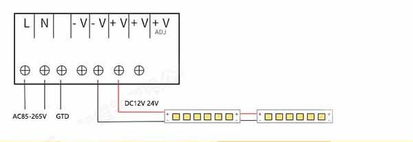 Single strip light power connection