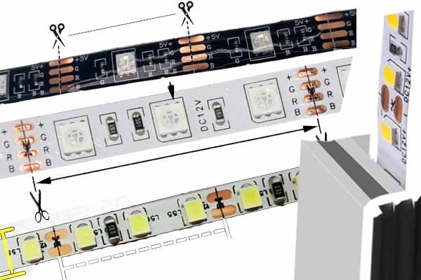 light strip cut mark point