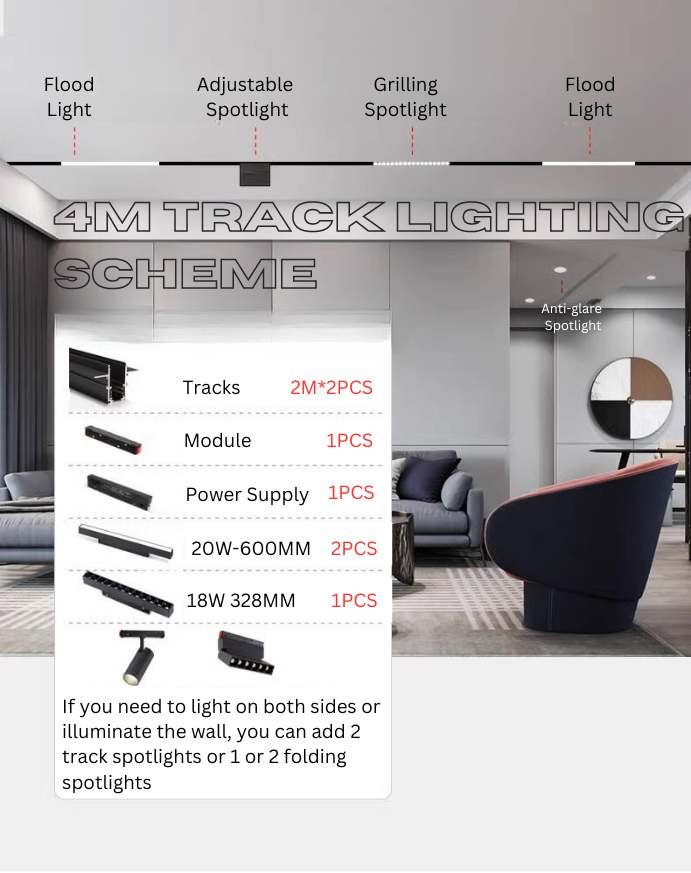 4m track lighting scheme