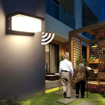 Rectangle motion sensor outdoor sconce