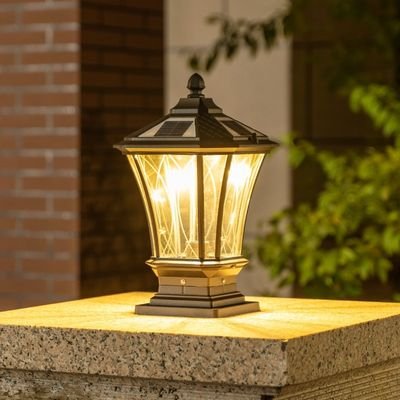 6x6 copper solar post cap lights