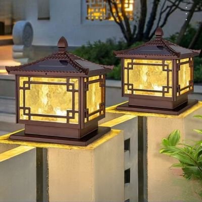 Brown solar post lantern