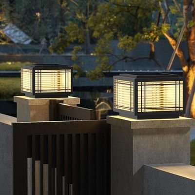 Cross pattern glass solar post light