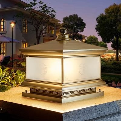 Full copper villa wall solar pillar light