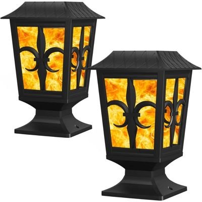 flickering flame solar lamp post