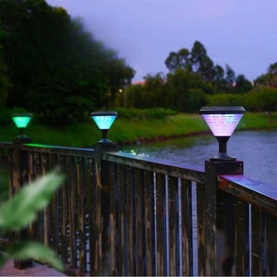 muti colored solar post light