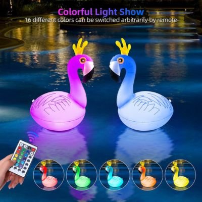 solar flamingo pool lights