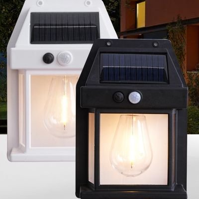 white solar wall lantern
