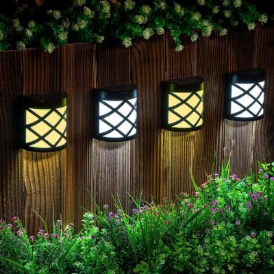 wood fence post lights