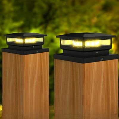 wooden post solar lights