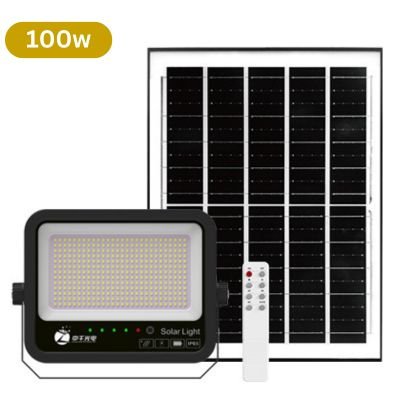 100W remote control solar flood light