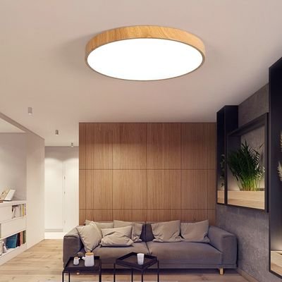 Round primary color wood grain ceiling light