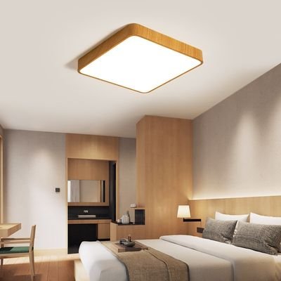 Square primary color wood grain ceiling light