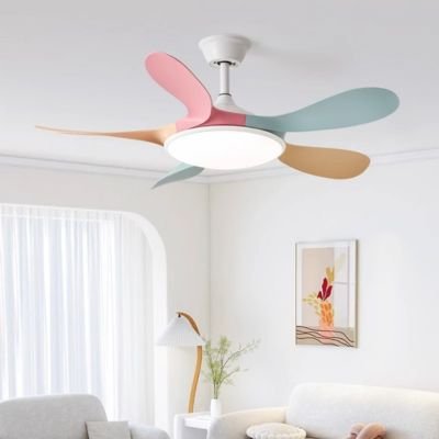 five color five blade ceiling fan with light